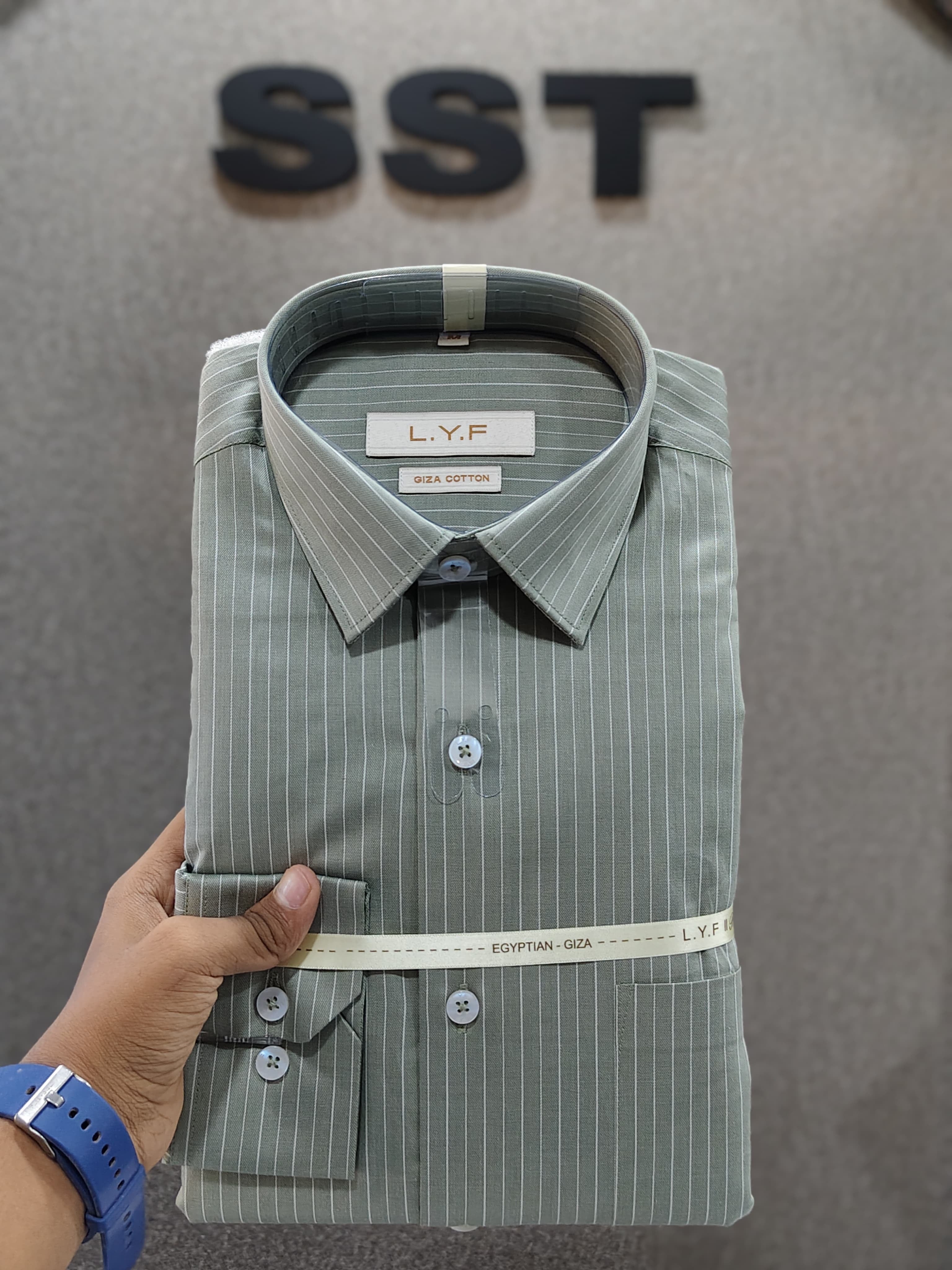 LYF - Striped Formal Shirt Olive