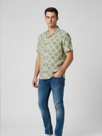 Cross Diamond Half Green Shirt