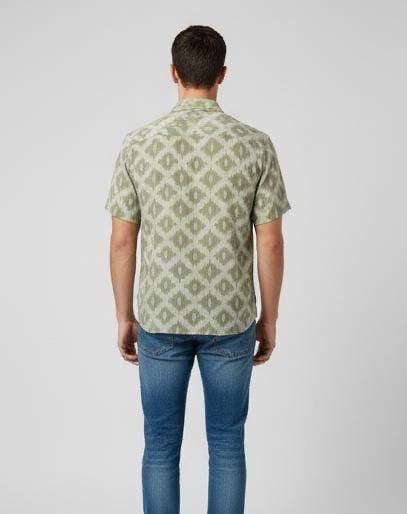 Cross Diamond Half Green Shirt