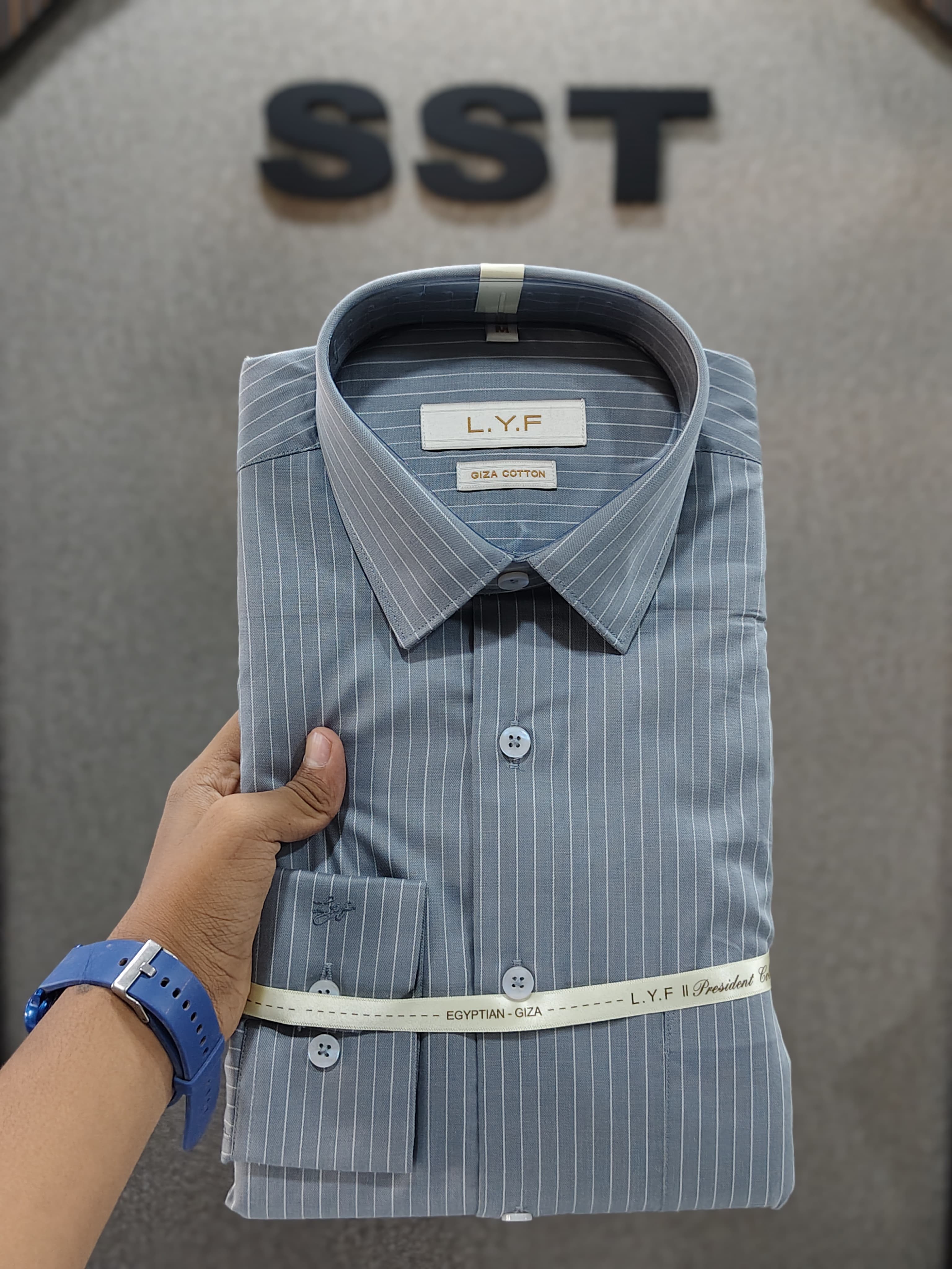 LYF - Striped Formal Shirt Grey