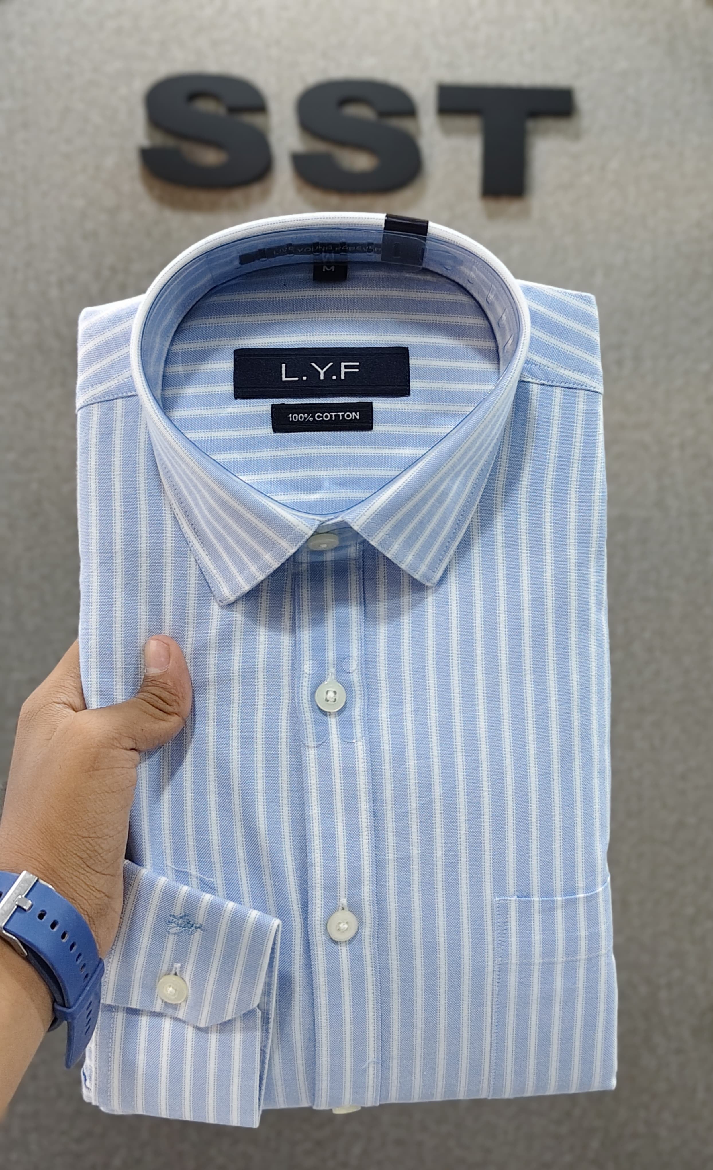 LYF - Striped Formal Shirt Light Blue