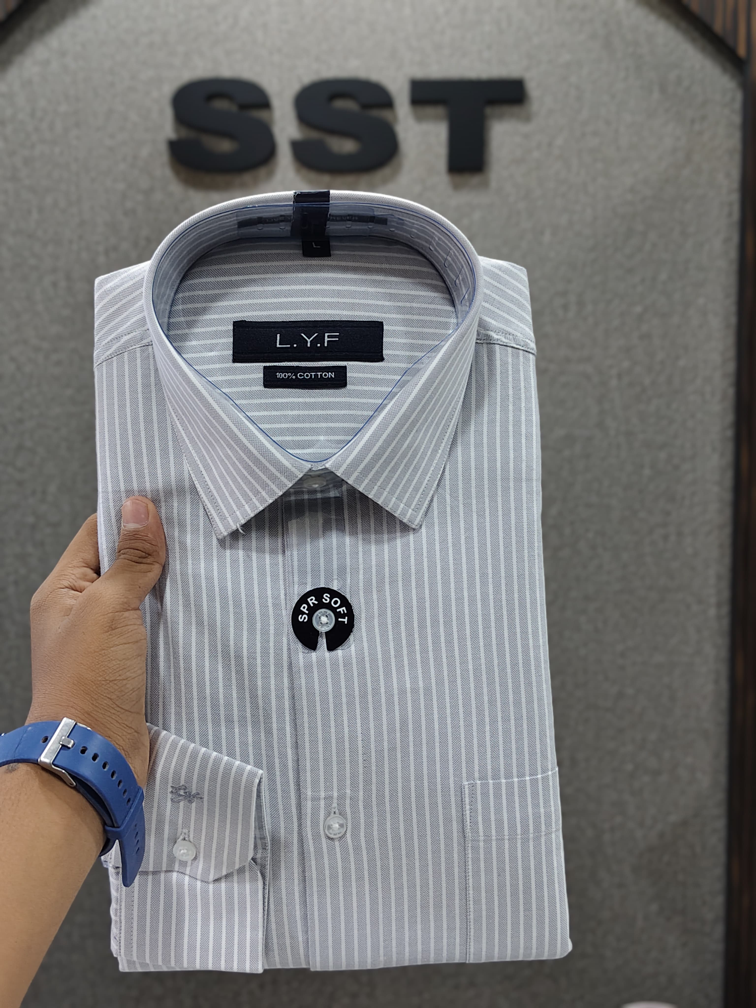 LYF - Striped Formal Shirt Grey