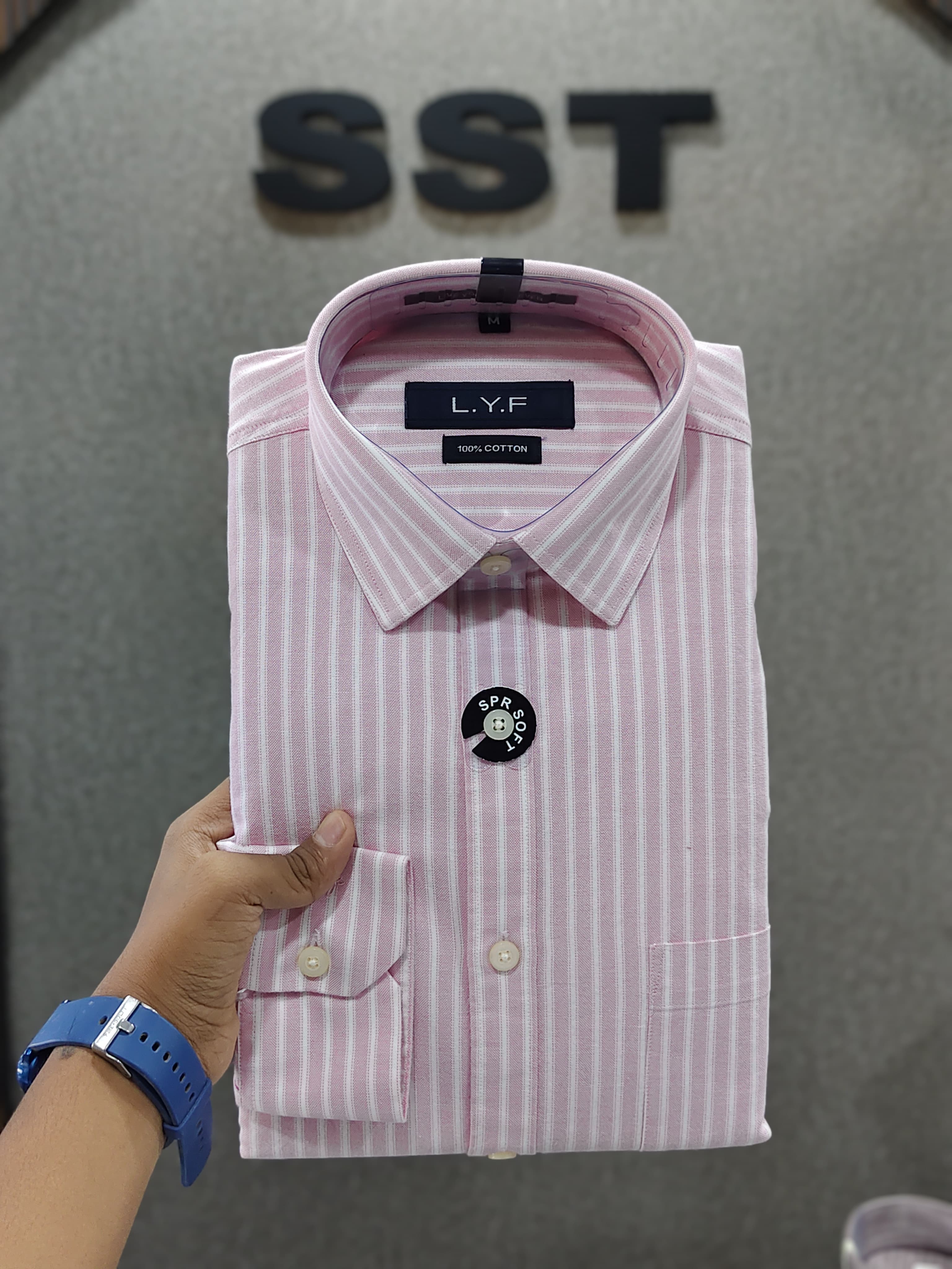 LYF - Striped Formal Shirt Pink