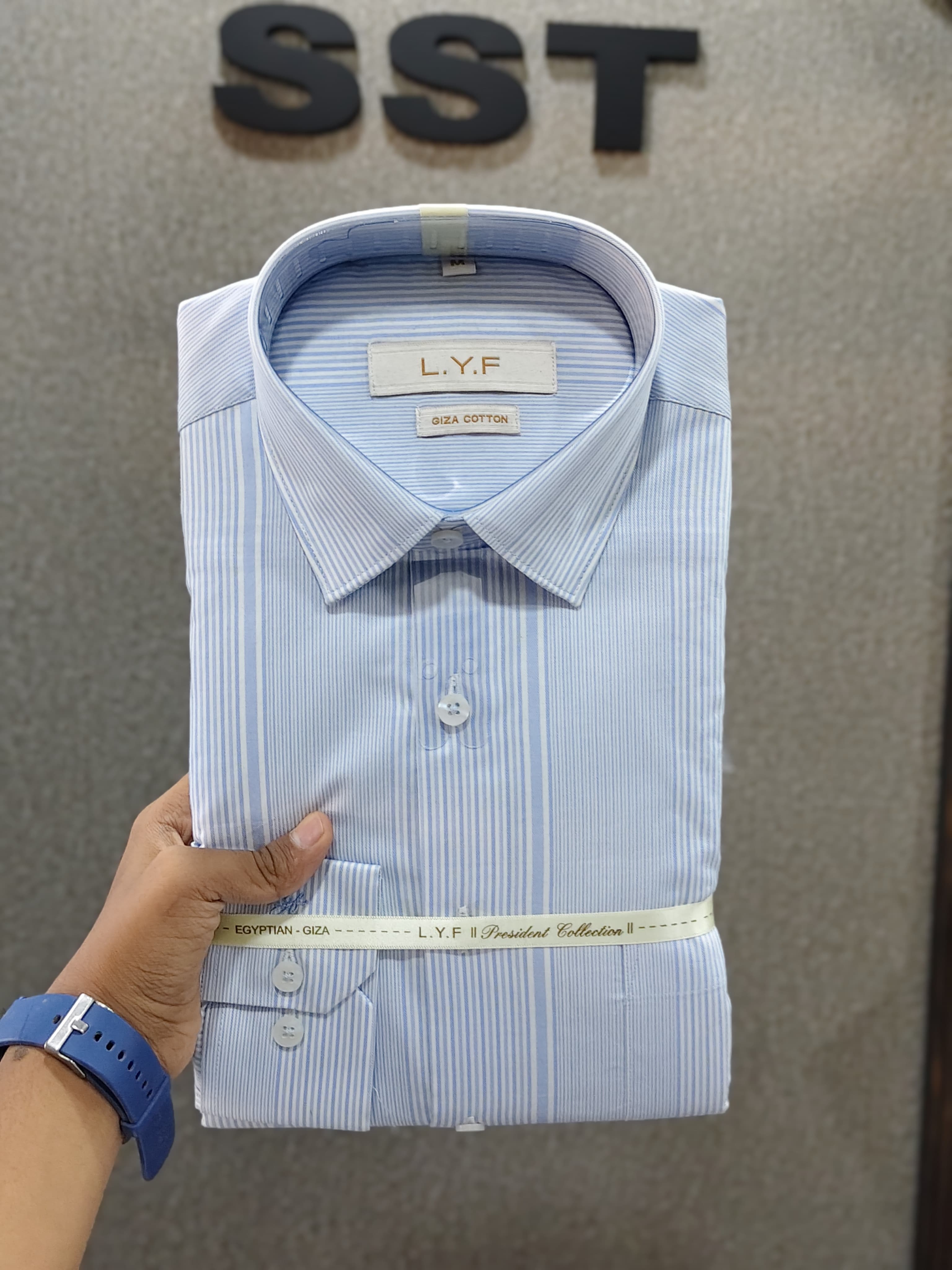 LYF - Striped Formal Shirt Sky Blue