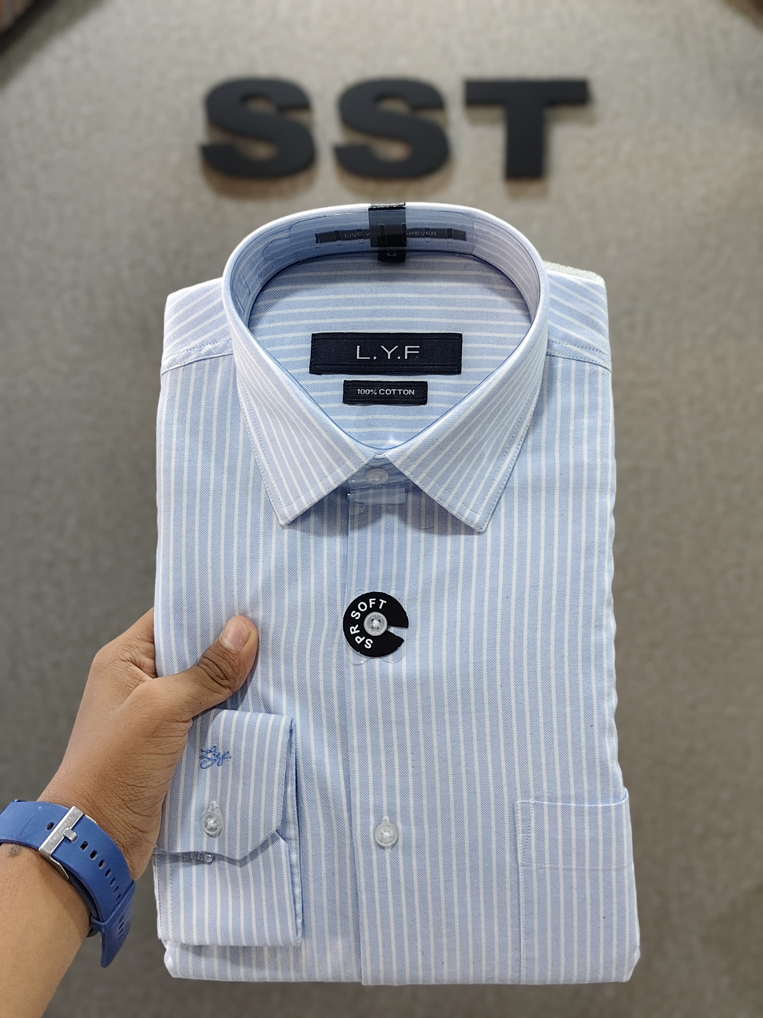 LYF - Striped Formal Shirt Blue