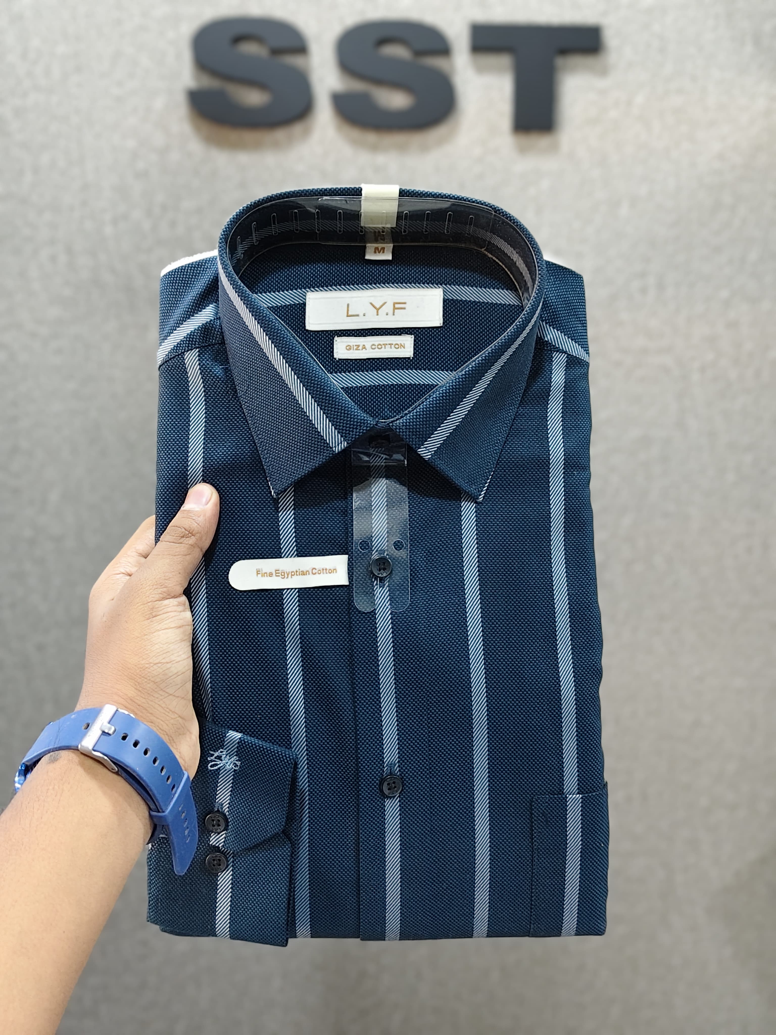 LYF - Striped Formal Shirt Sea Green