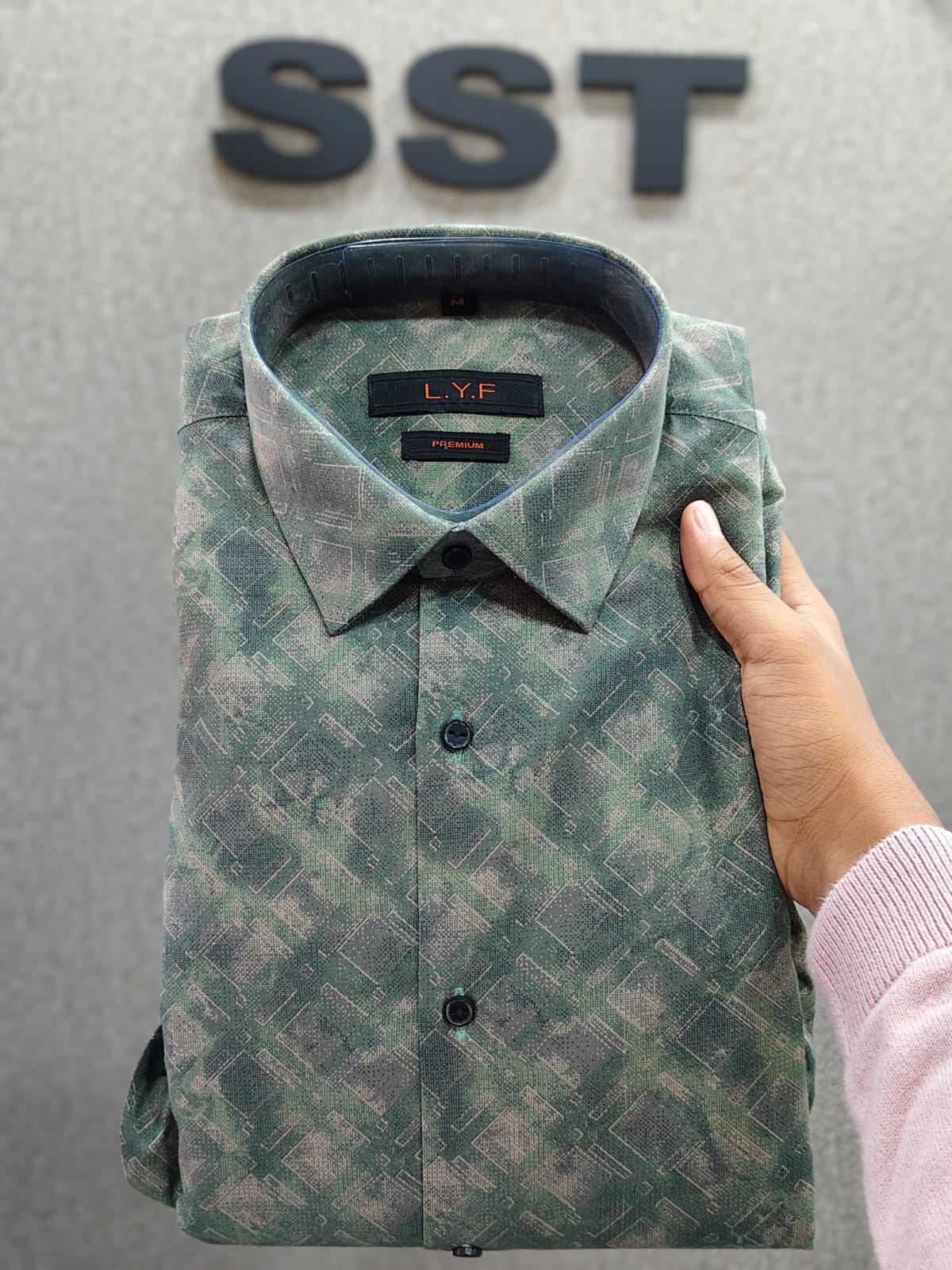 LYF - Printed Formal Shirt Olive Green