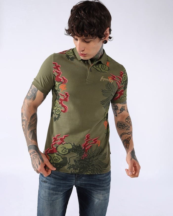 SDY Polo - Green Print