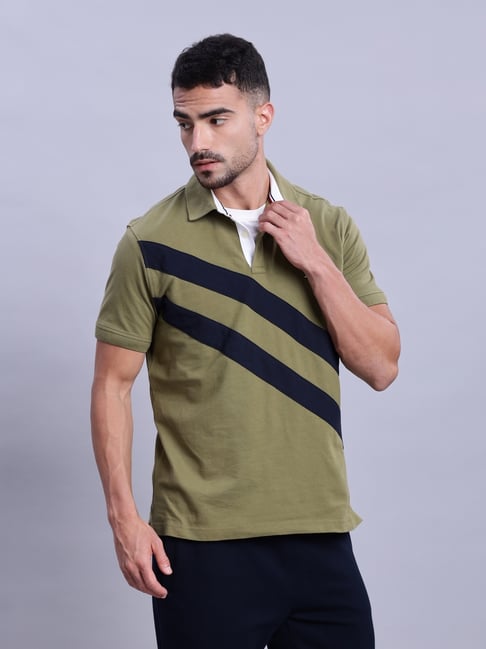 TH Polo - Green Navy Stripes