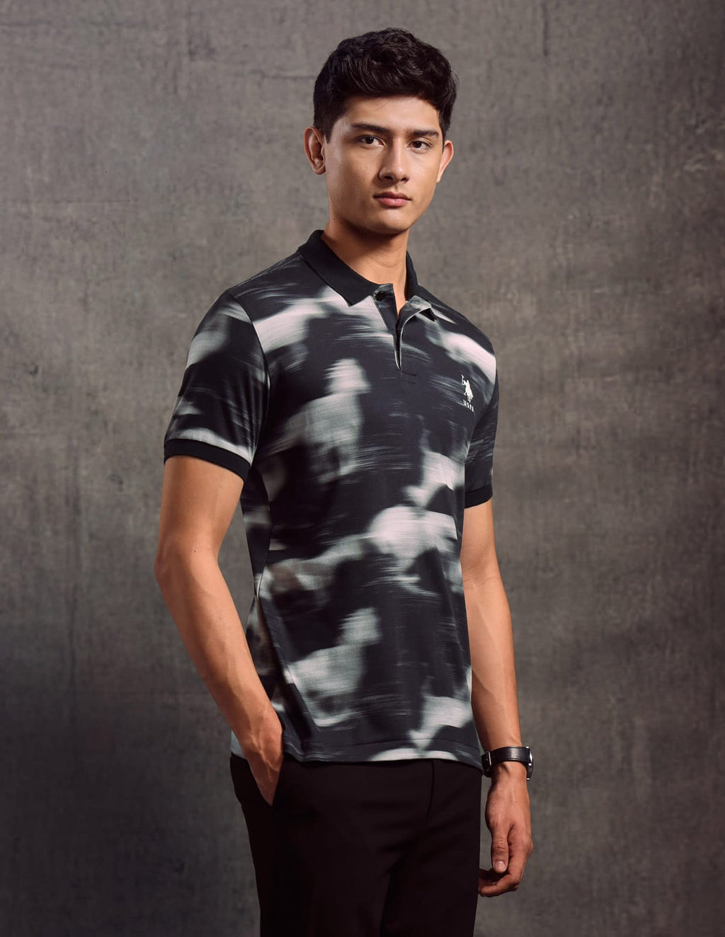 USPA Polo - Navy White Pattern
