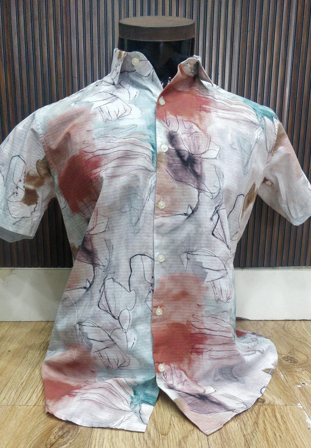 Linen Half Shirt - Floral Pink