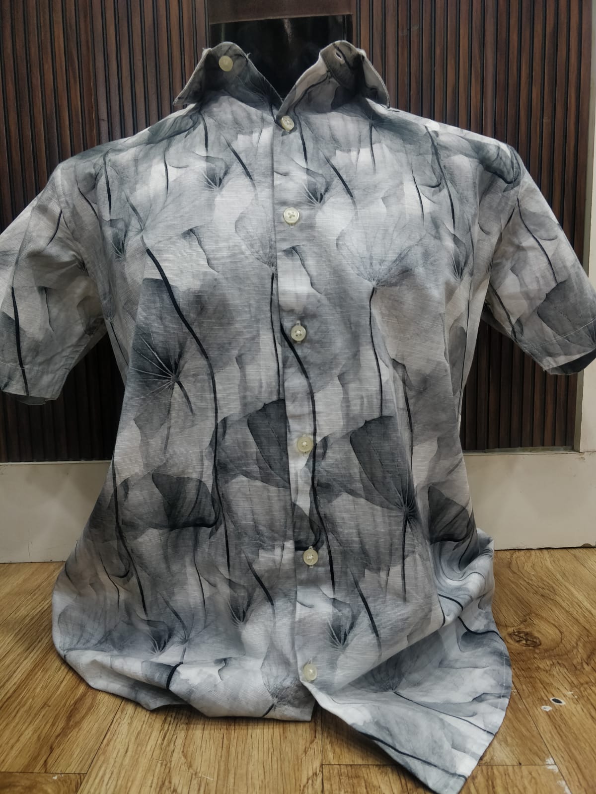 Linen Half Shirt - Grey Flow