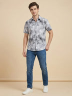 Linen Half Shirt - Grey Flow