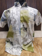 Linen Half Shirt - Mustard Flow