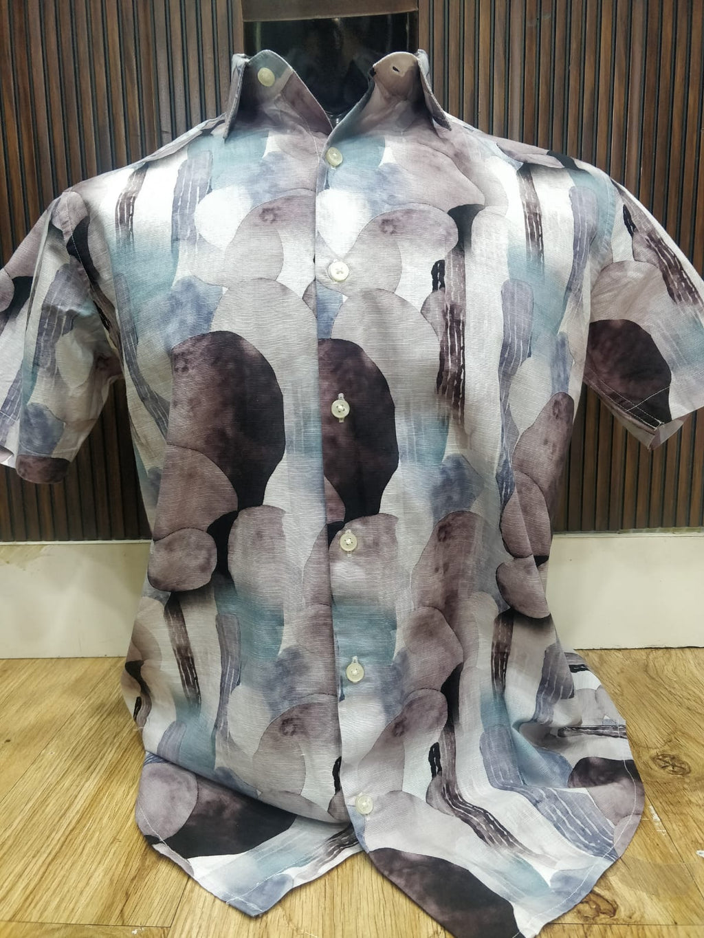 Linen Half Shirt - Patchy Lavender