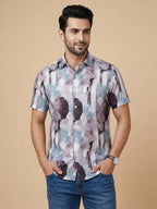 Linen Half Shirt - Patchy Lavender