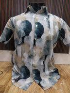 Linen Half Shirt - Patchy Green