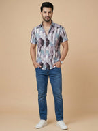 Linen Half Shirt - Patchy Green