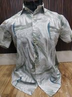 Linen Half Shirt - Green Flow
