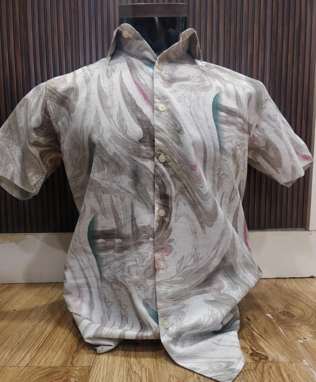 Linen Half Shirt - Peach Flow