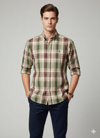 RL Checks Shirt - Green Brown