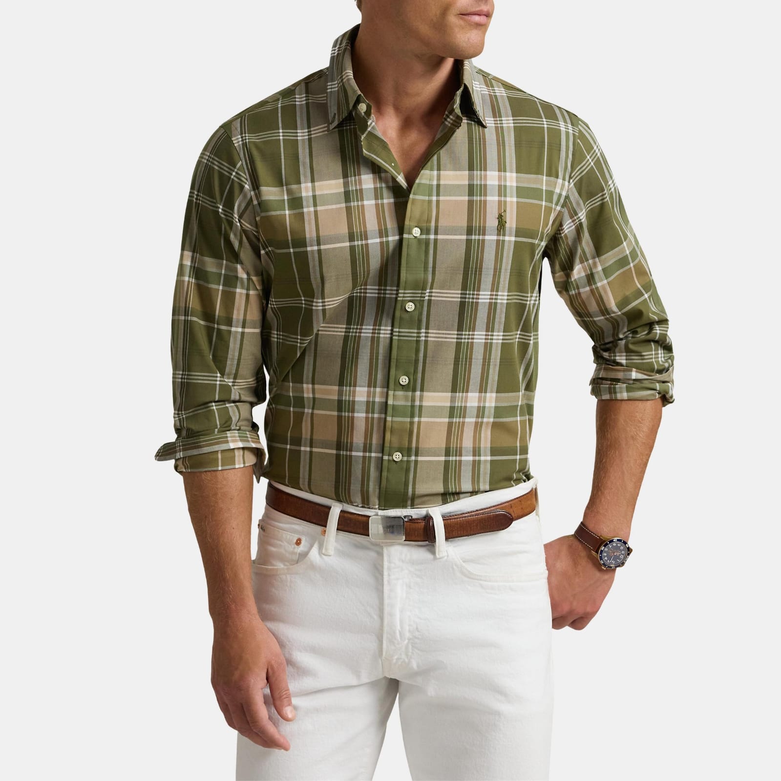 RL Checks Shirt - Olive Green