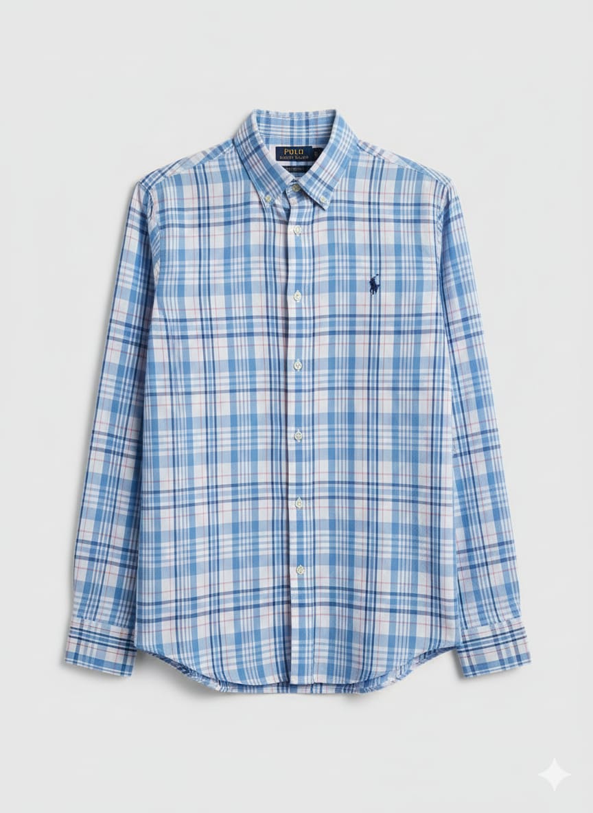 RL Checks Shirt - Light Blue