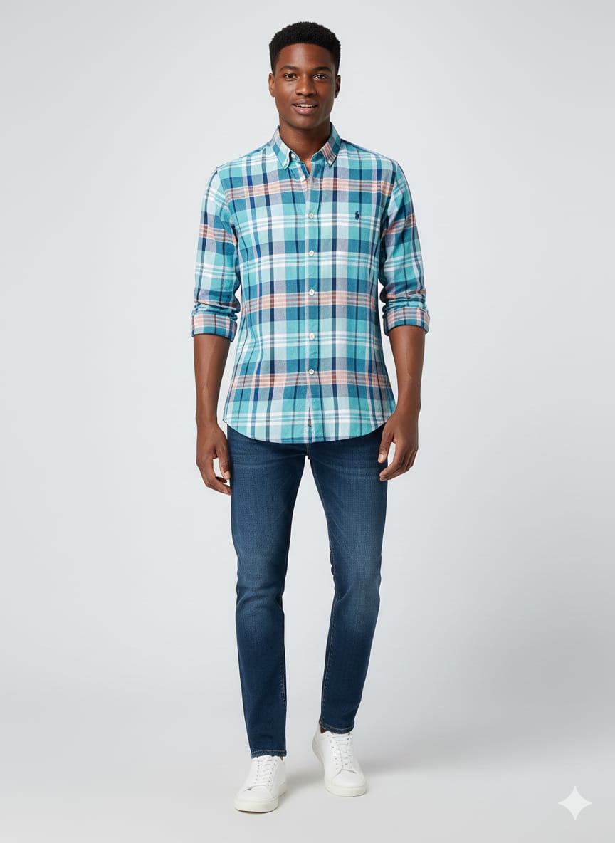 RL Checks Shirt - Turqoise