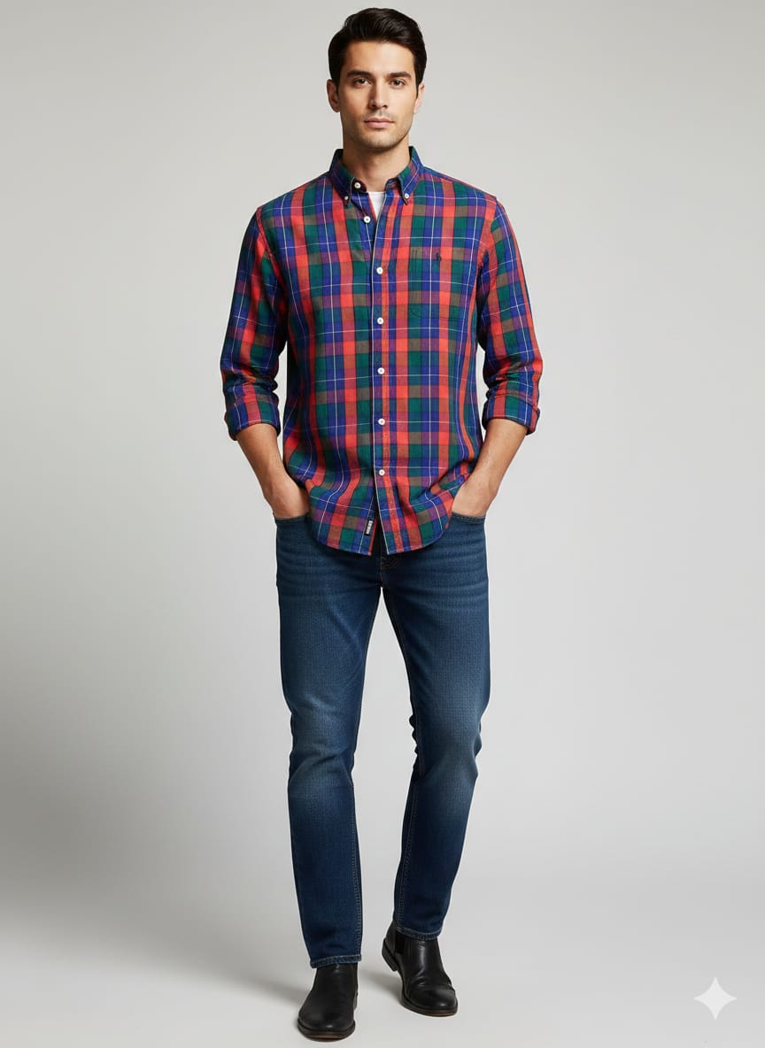 RL Checks Shirt - Red Blue Green