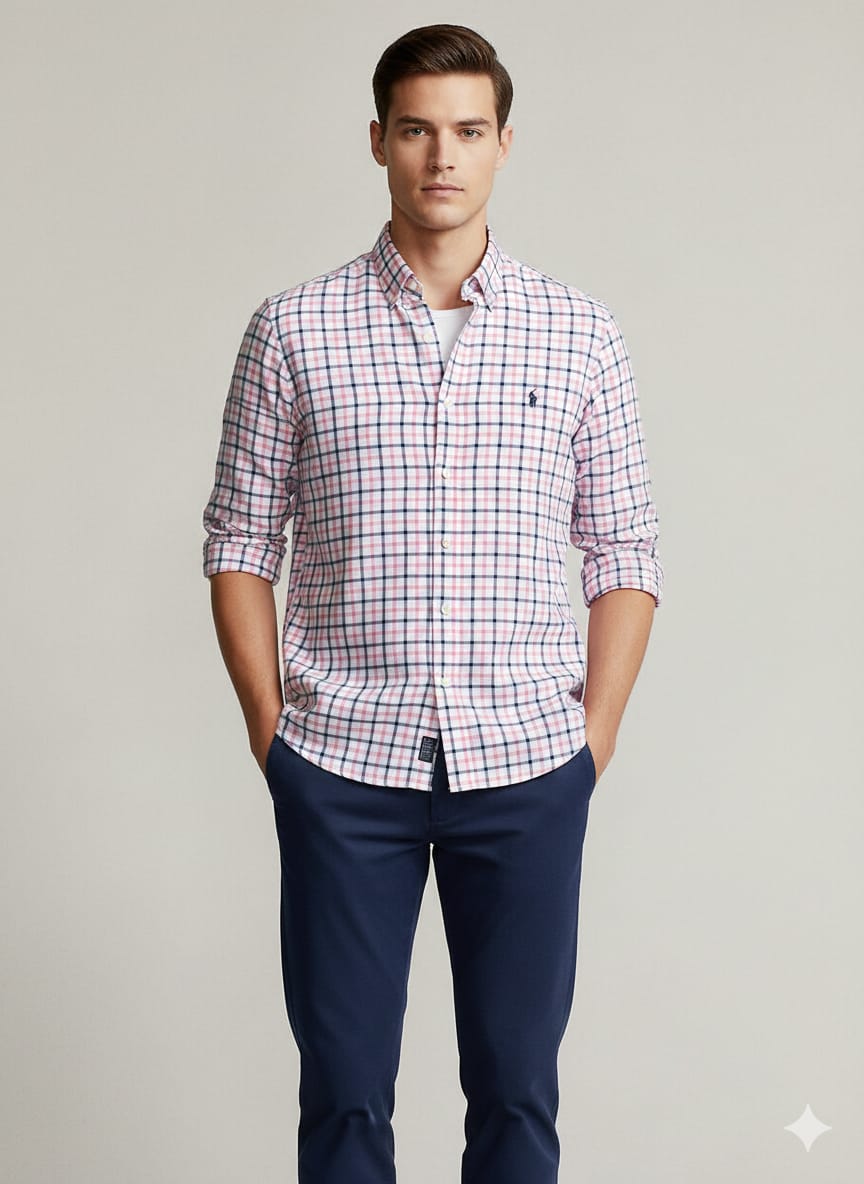 RL Checks Shirt - Pink Blue