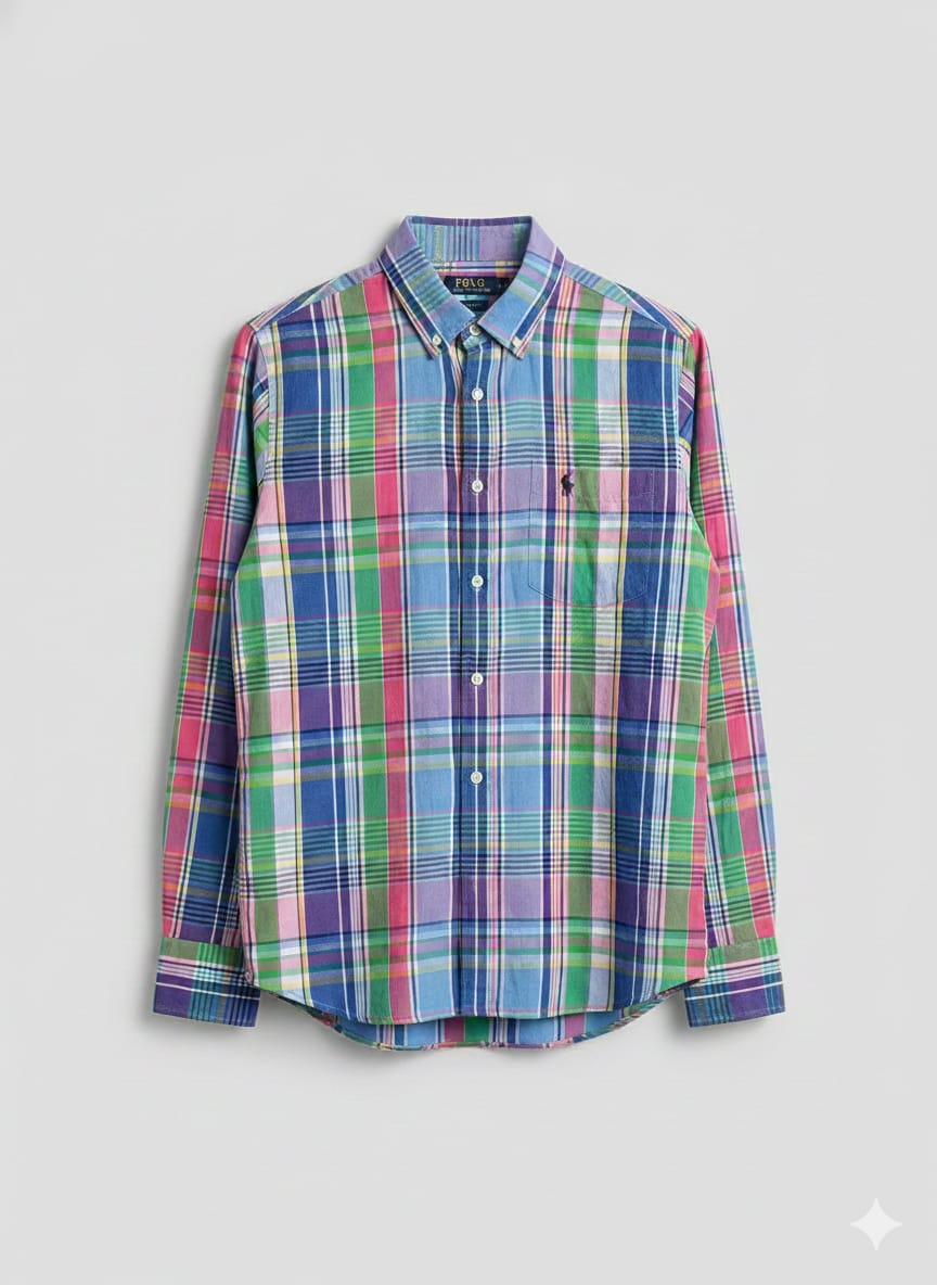 RL Checks Shirt - Light Blue Green