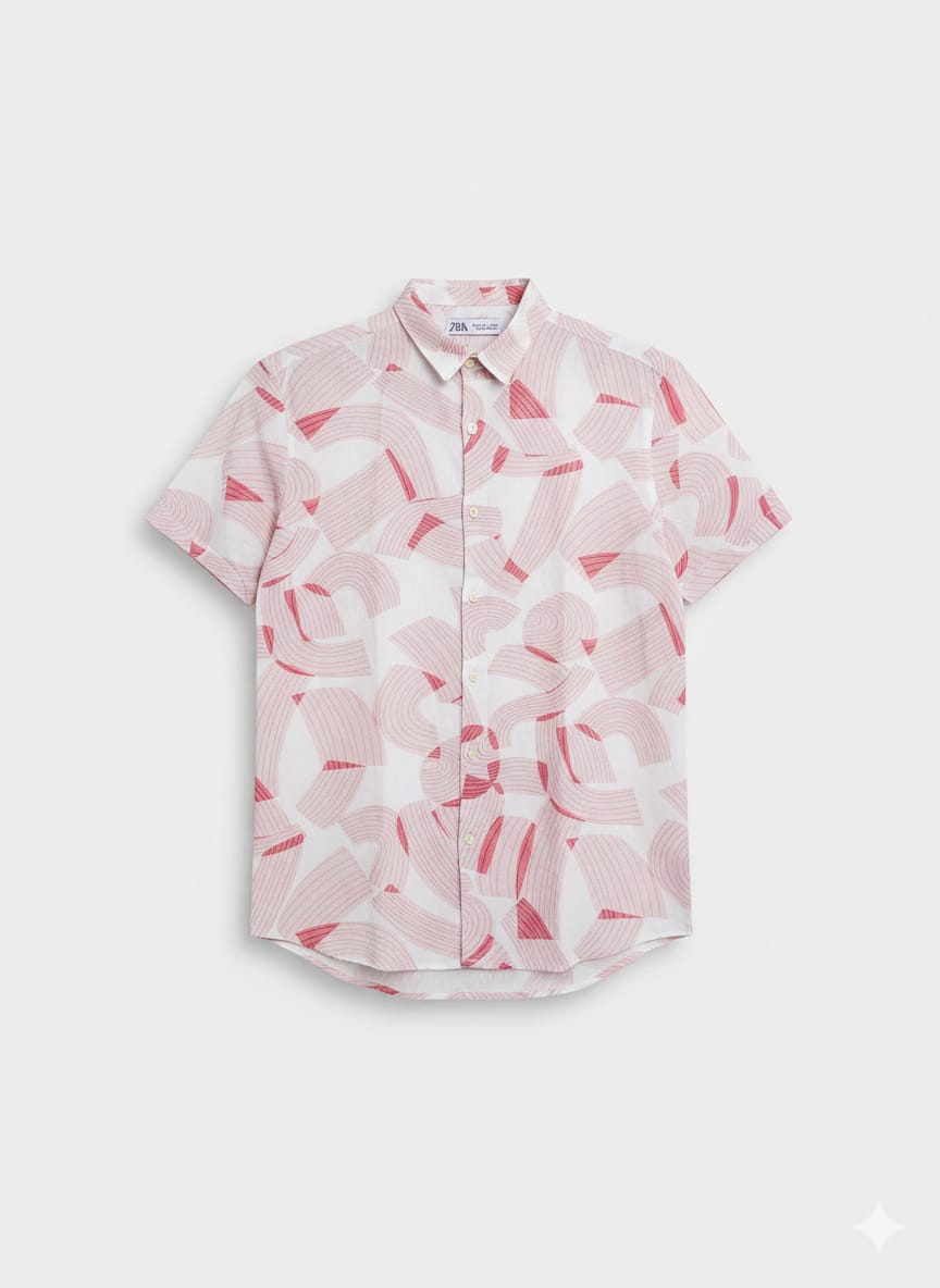 Pattern Half Shirt - Pink Print