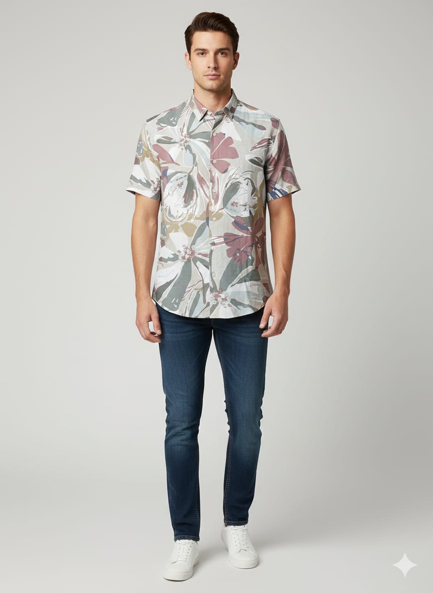 Pattern Half Shirt - Floral