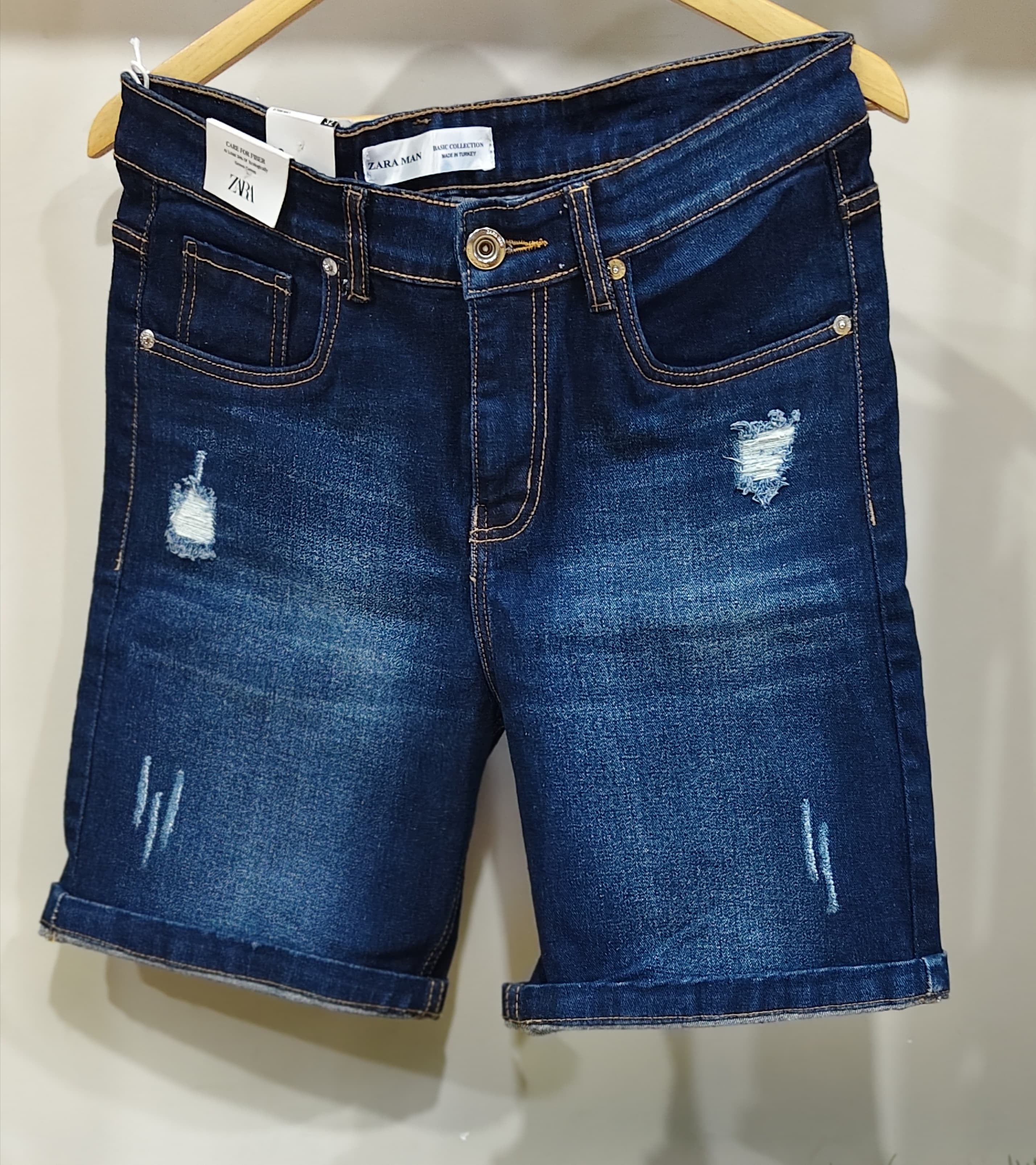 Denim Shorts - Ripped Blue