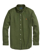 RL pure linen Shirt - Olive Green