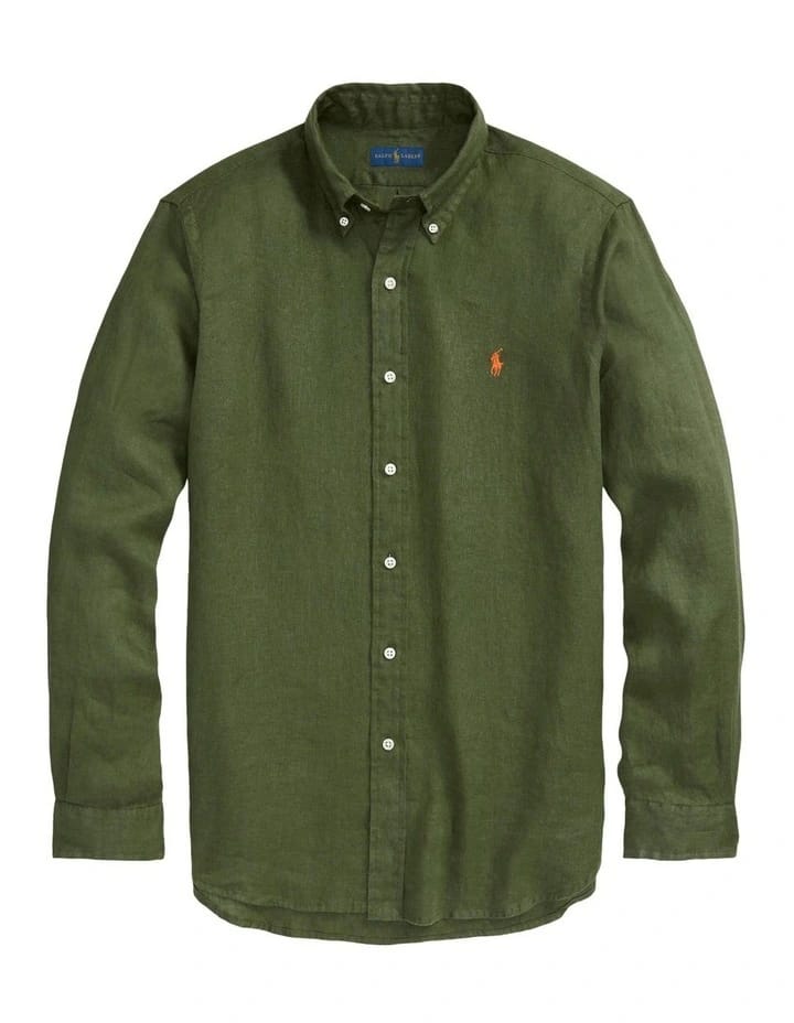 RL pure linen Shirt - Olive Green