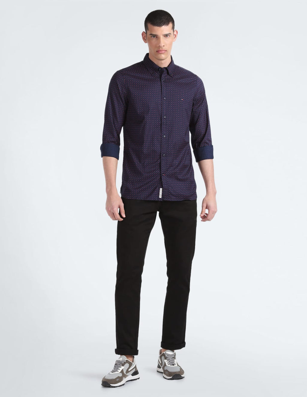 TH Shirt - Navy Polka Dot