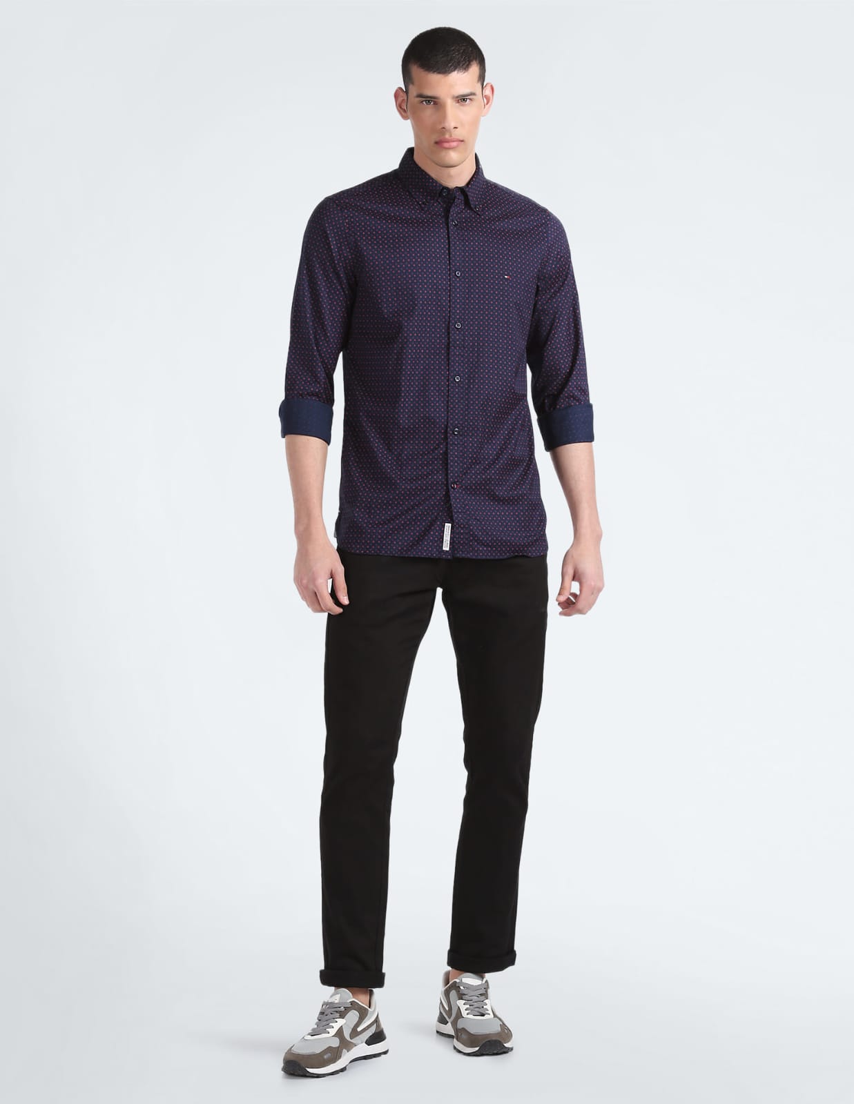 TH Shirt - Navy Polka Dot