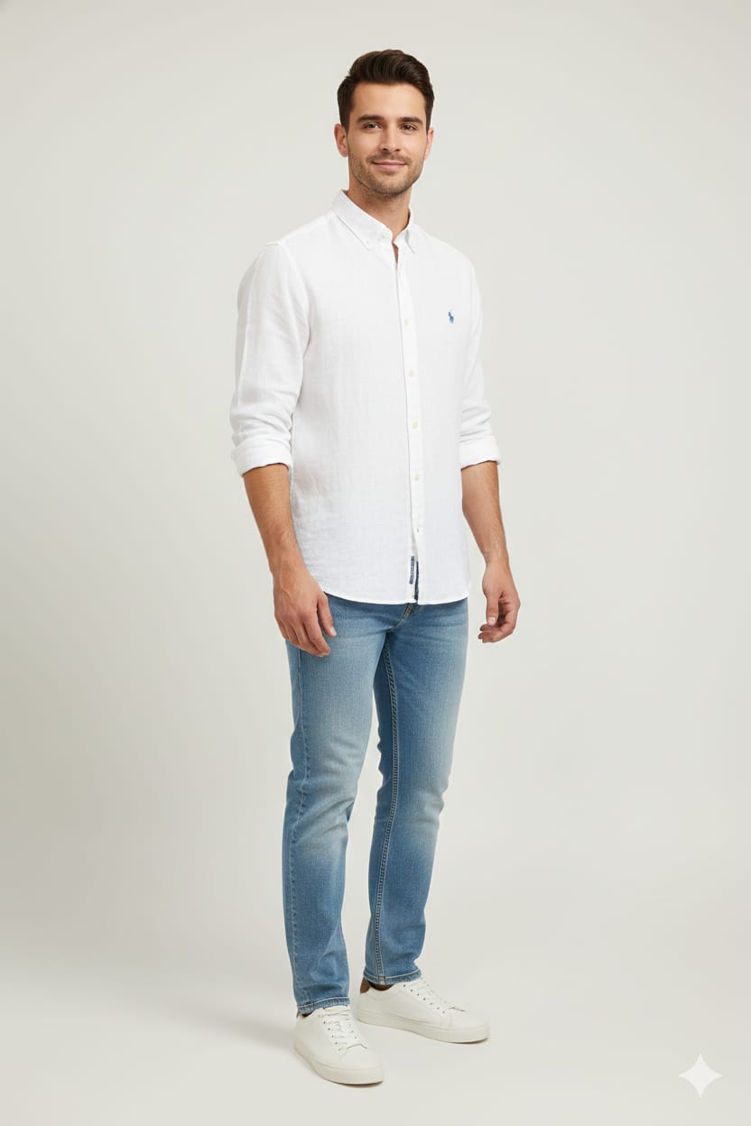 White Plain 100% Linen Shirt