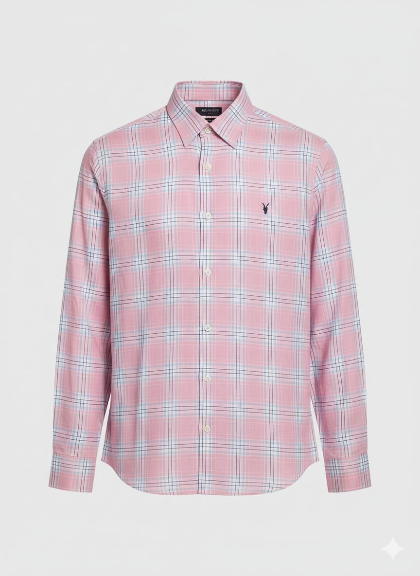ALL(Ramskull)  - Checks Shirt White/pink