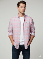 ALL(Ramskull)  - Checks Shirt White/pink