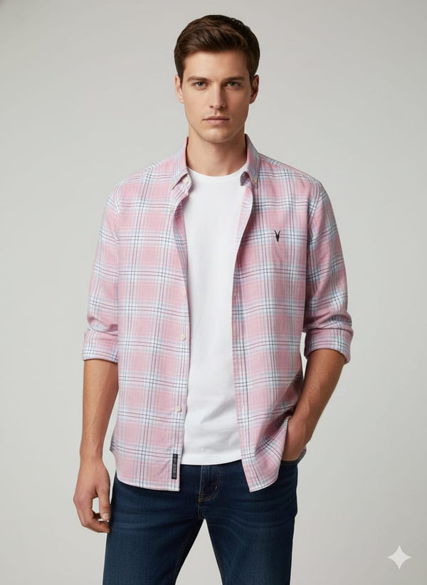 ALL(Ramskull)  - Checks Shirt White/pink
