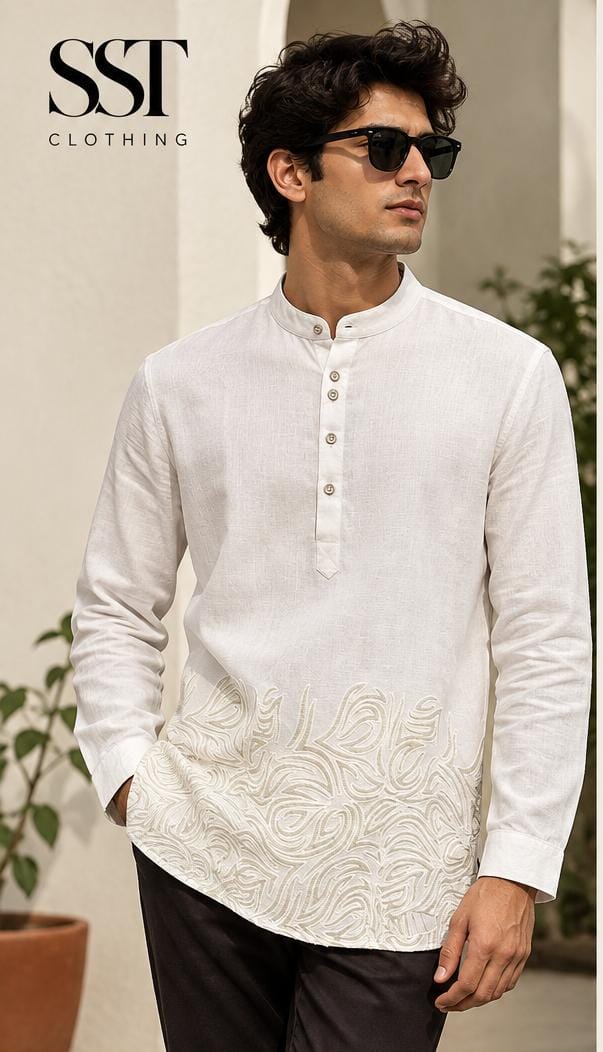 KURTA - LINEN EMBROIDERY GREY