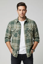Overflap Green-Plaid Overshirt