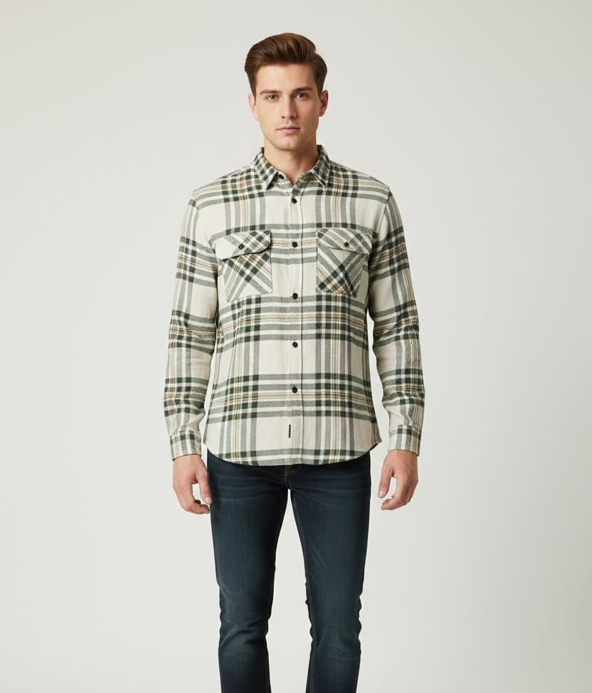 Overflap Green-White Overshirt