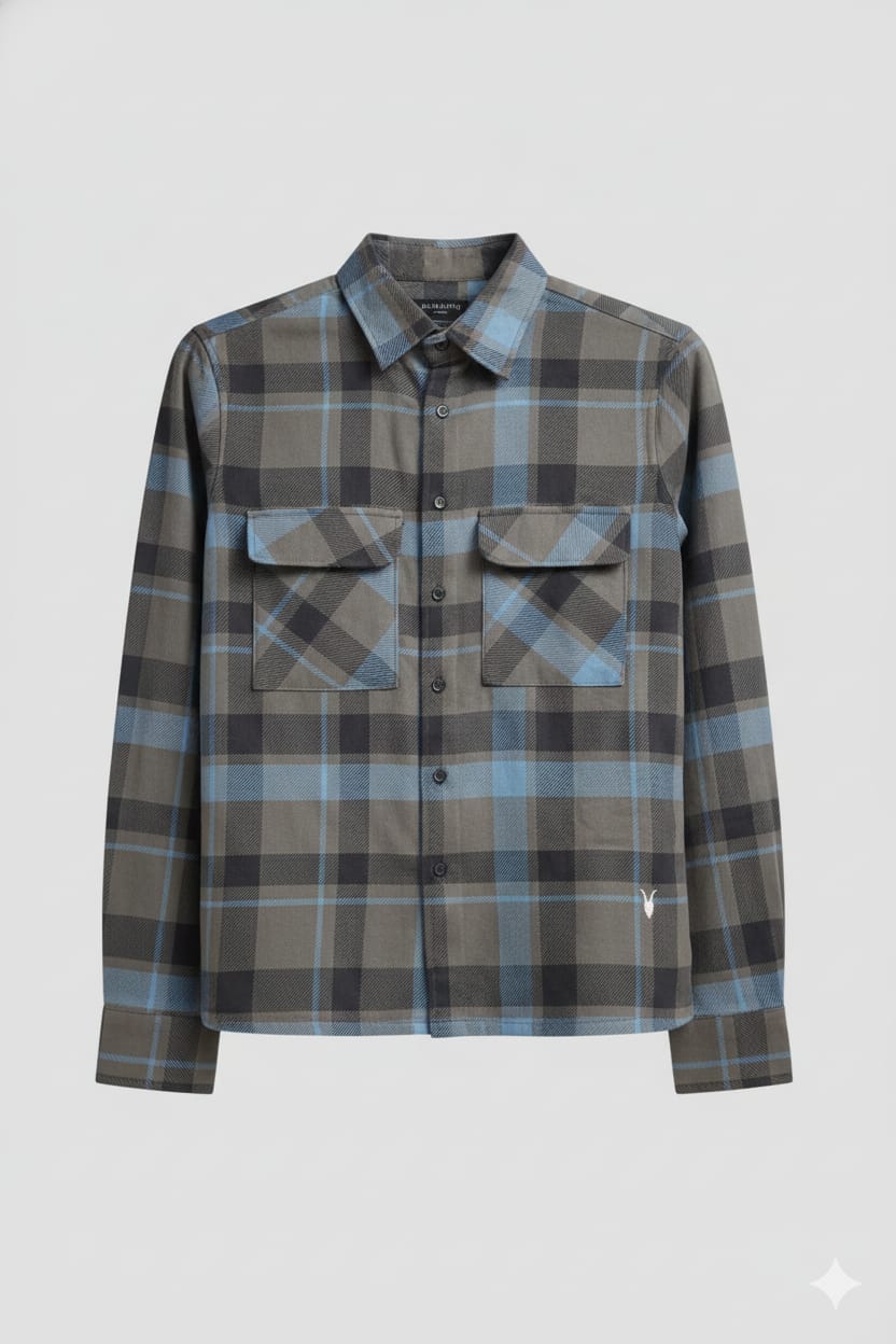 Overflap Blue-Grey Over-Shirt