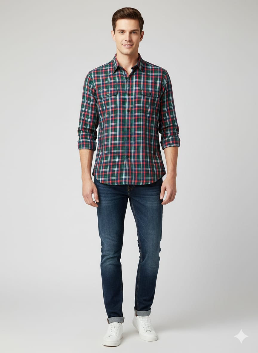Multi Color Checked Regular Fit Casual Shirt