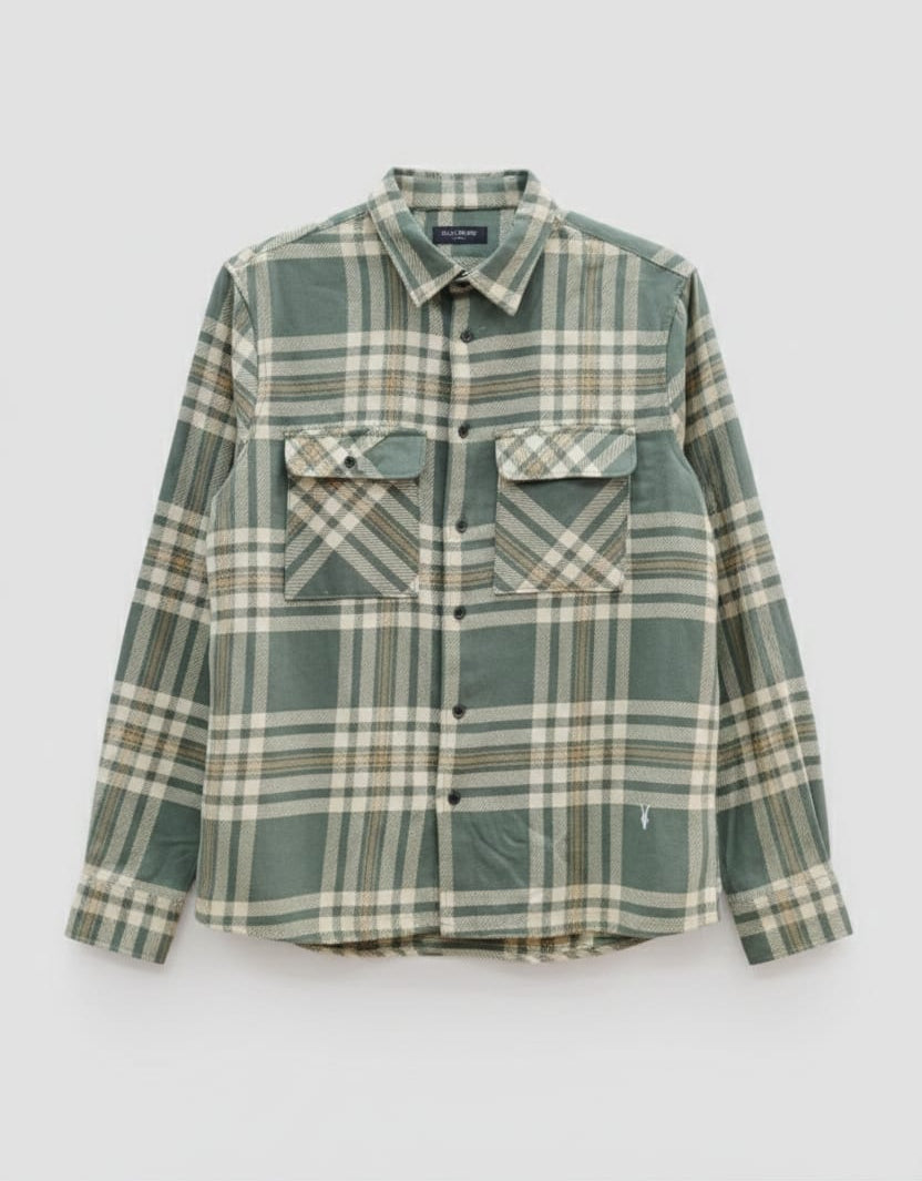 Overflap Green-Plaid Overshirt