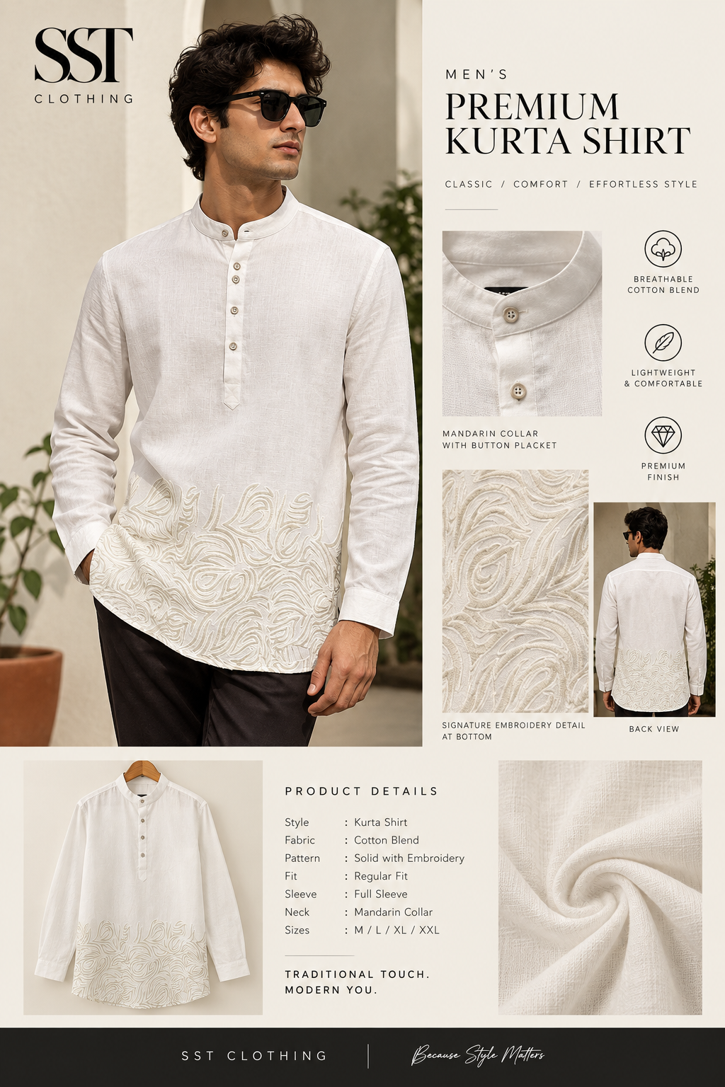 KURTA - LINEN EMBROIDERY GREY