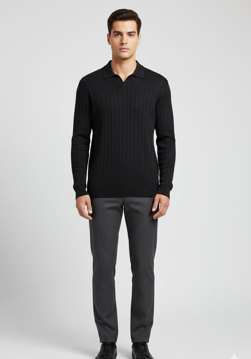 POLO KNIT FULL SLEEVES T-SHIRT